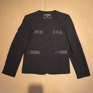 EUC Kasper Women's Skirt & Jacket Suit, Black, Polyester & Satin, Size 4P